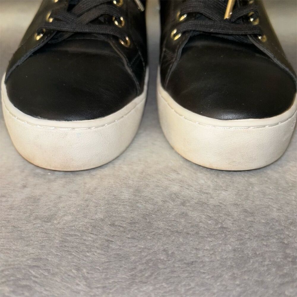 Michael Kors Mindy Women's Black Leather Gold Star Casual Sneakers - Picture 9 of 14
